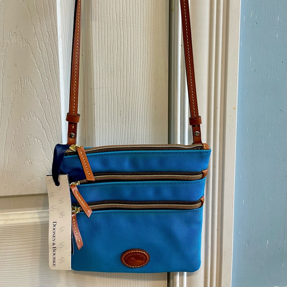Dooney & Bourke Turquoise crossbody Bag with Tan Accents